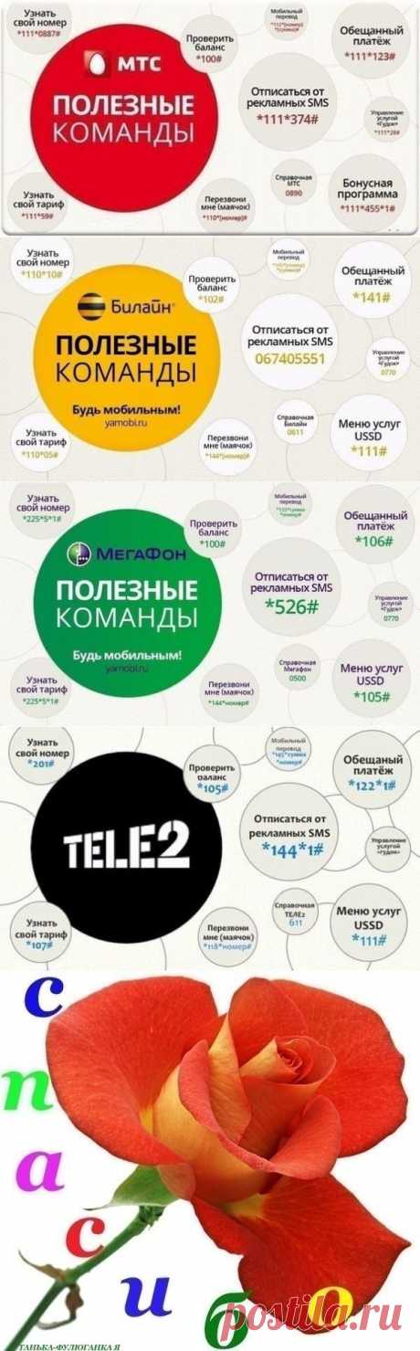Полезные команды у разных мобильных операторов)))
