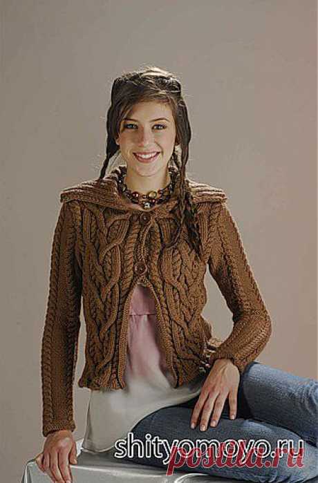 Коричневый жакет с косами, связанный спицами. Описание и схемы бесплатно/Пуловеры. Жакеты. Джемперы. Кофточки. Блузки. Свитера/Вязание/Статьи / Шитье, вязание, рукоделие, бисероплетение