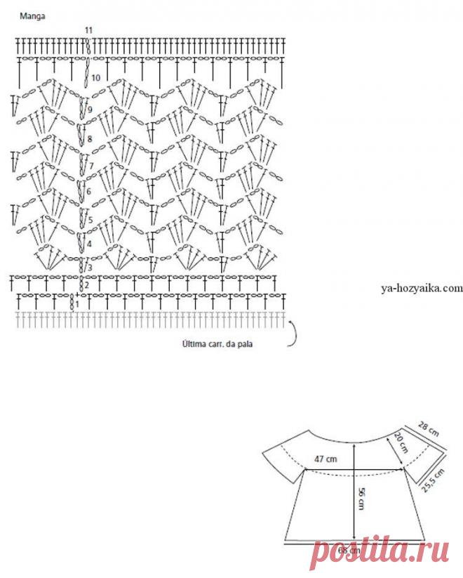 Белая туника с воланами крючком. Схема кружевной туники крючком