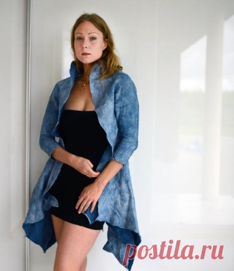 Nuno felted modern shape jacket from wool and silk in от vilte