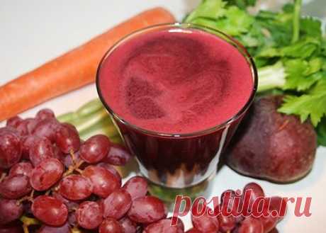 Anti-Aging Beet Grape Juice | Reboot With Joe
Сок:
     1 горсть красного винограда
     2 стебля сельдерея
     2 свеклы (свекла), необязательные включить свеклы листья
     2 больших моркови