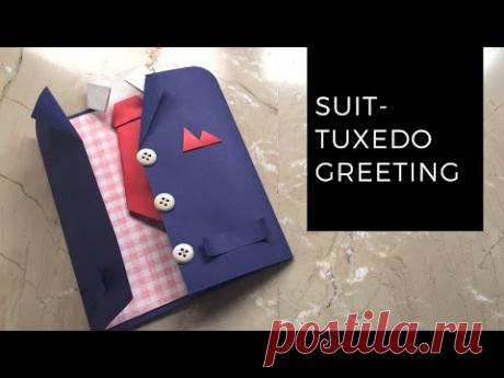 DIY Suit-Tuxedo Greeting Card Tutorial | How To Make Greetings | How To Craft - Anushree's Craft TV