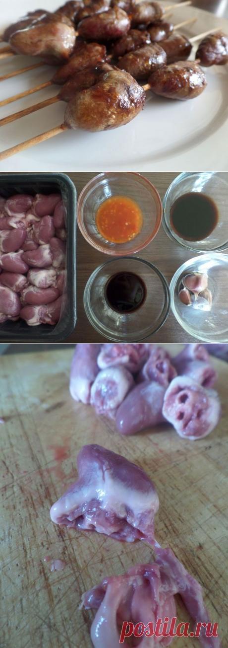Острые шашлычки из утиных сердечек