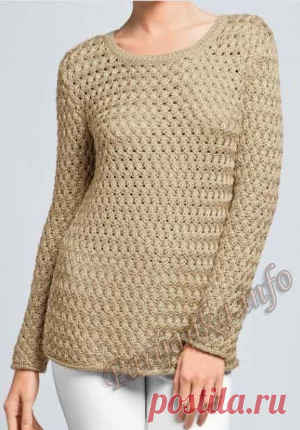 ПУЛОВЕР фантазийным узором спицами от сайта 
