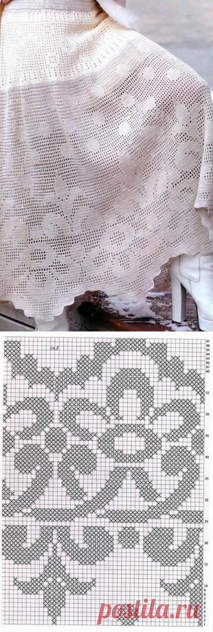 Юбка связанная филейным узором крючком