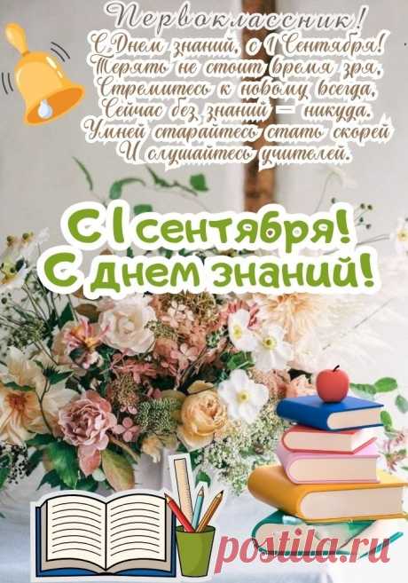 Вас, ребята, поздравляем —
В первый класс идёте вы!
Знаний светлых мы желаем
И учительской любви.