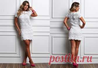 Платье вязаное крючком со схемами, описанием, видео мк: 28 моделей