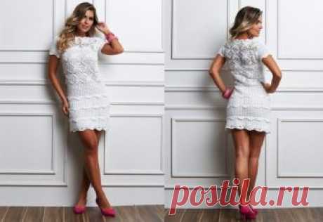 Платье вязаное крючком со схемами, описанием, видео мк: 28 моделей