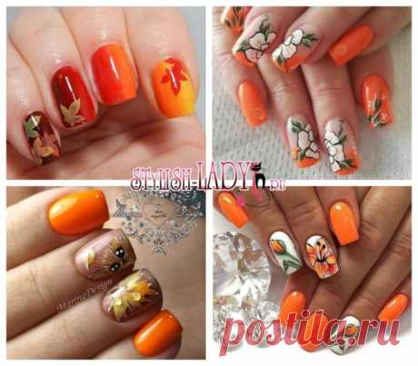 Оранжевый маникюр - более 50-ти идей с фото