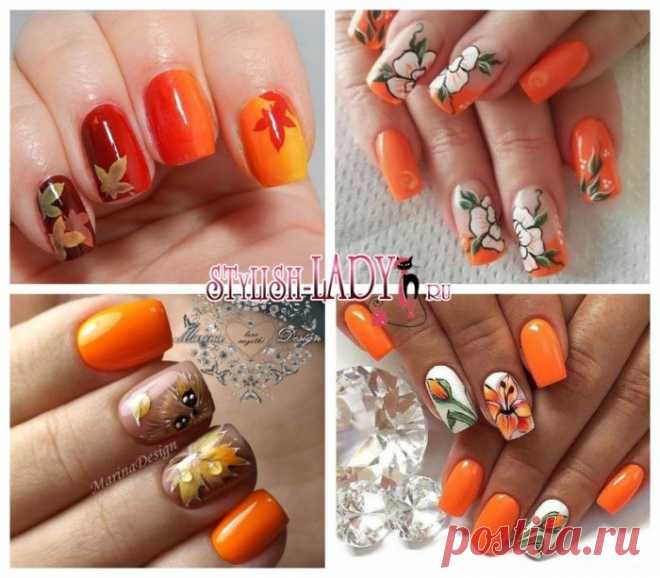 Оранжевый маникюр - более 50-ти идей с фото
