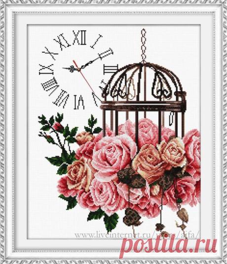 Розы, клетка, часы Cage Rose