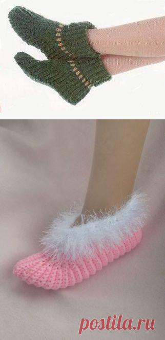 носочки-тапочки вязаные крючком