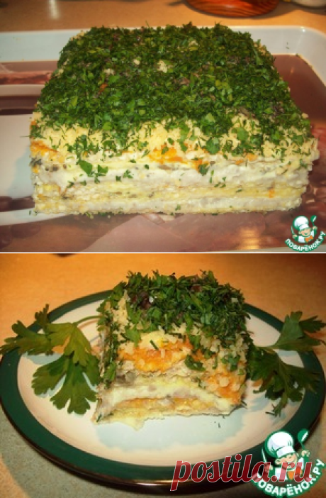 Селедочный торт на вафельных коржах – кулинарный рецепт