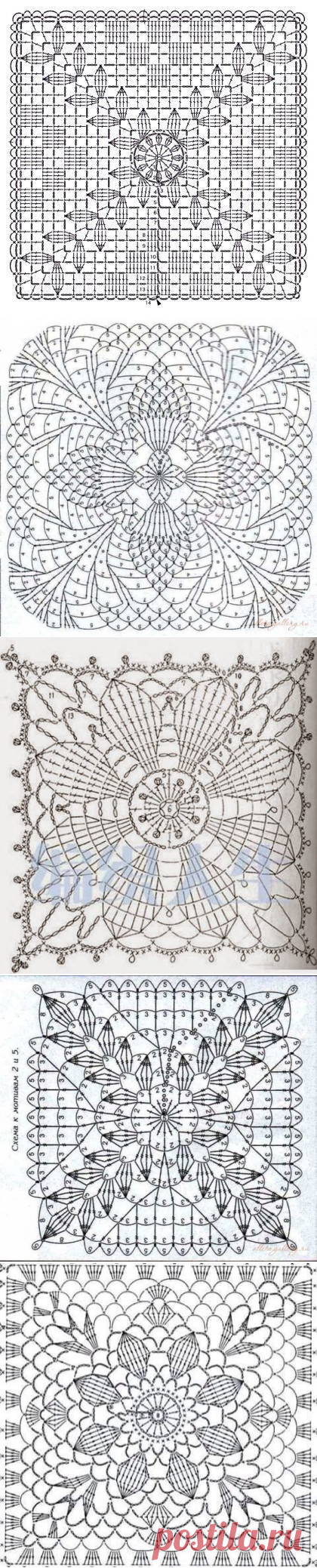 Схемы квадратных мотивов крючком