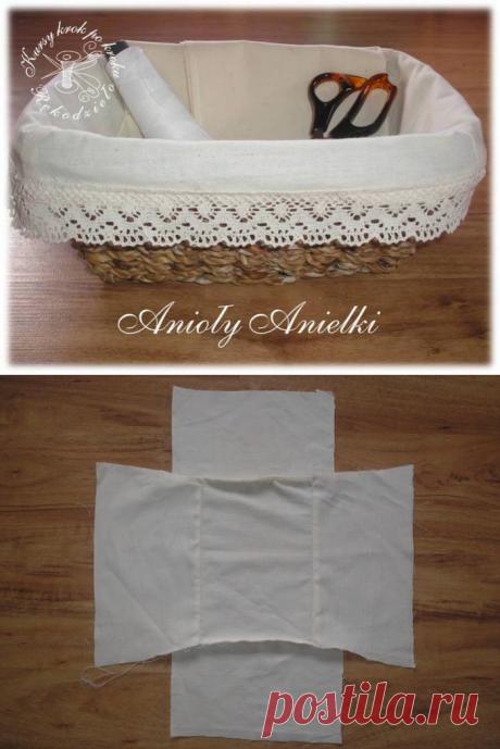 Как сшить вкладыш-салфетку для плетеной корзинки. Мастер-класс.
