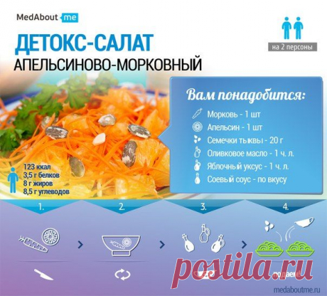10 дней детокса с Medaboutme: ДЕНЬ 10

MedAboutMe подготовили для вас серию рецептов детокс-салатов на все выходные!

Сегодня готовим необычный салат из апельсина и моркови.

Такое лакомство поможет очистить организм от шлаков и получить заряд витаминов.

Сохраняйте себе на стену и лакомитесь! :)