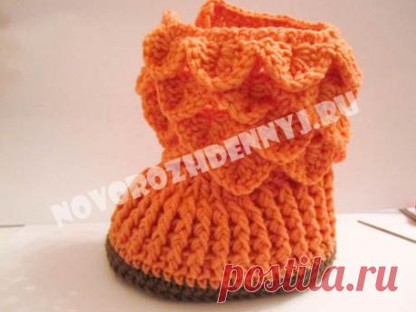 Вязанные пинетки угги крючком для детей - мастер класс с фото и схема