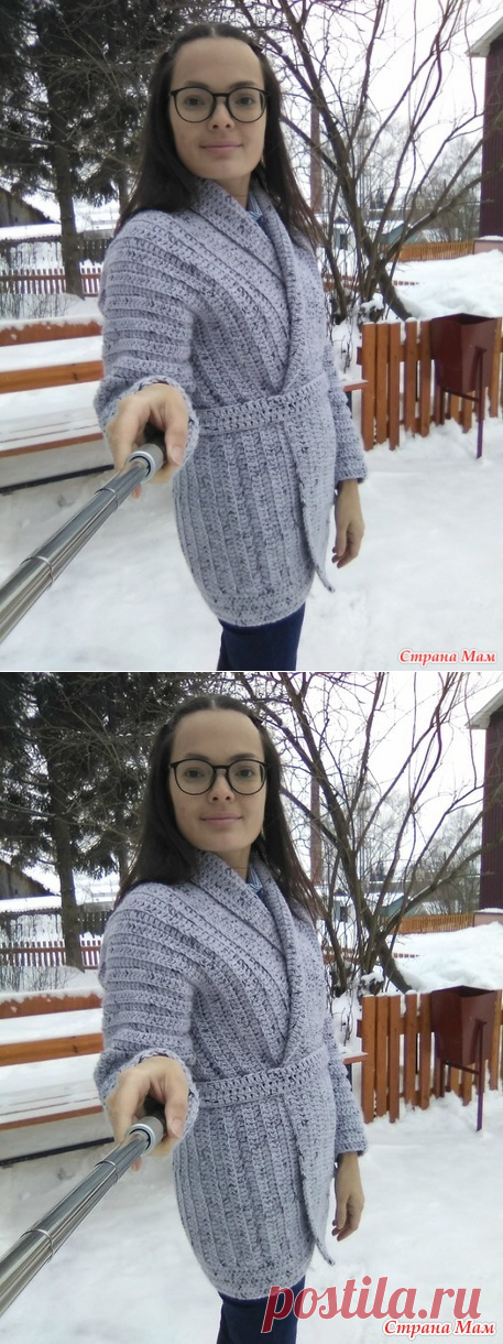 . Кардиган из толстой пряжи крючком. Поперечное вязание - Вязание - Страна Мам