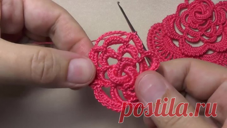 Вязание РОЗЫ для ирландского кружева. Вязание на бурдоне. Rose Crochet