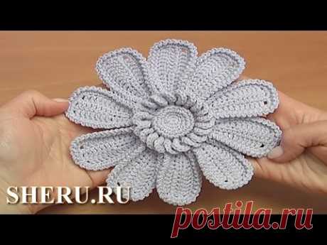 Цветок с длинными лепестками Урок 111 How to Crochet Flower with Big Petals