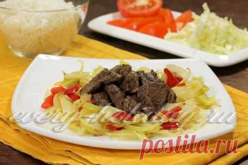 Куриная печень жареная с луком, рецепт
