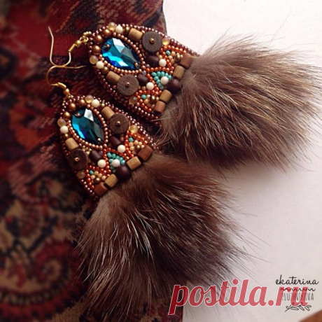 Модные серьги из меха и бисера | Сделай сам!