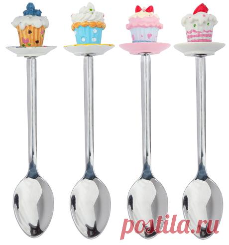 Amazon.com | Meshberry Dessert Serving Spoons - Gift Set for Party &amp; Birthday - Each Teaspoon With Souvenir Cupcakes - Ideal for Sweet Bar Appetizer: Sugar Spoons
