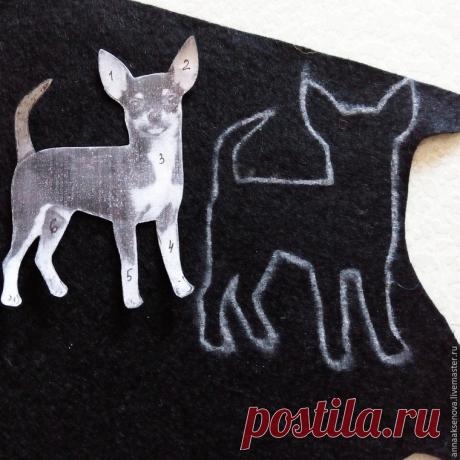 Собачка из фетра — оригинальный магнитик в подарок - Ярмарка Мастеров - ручная работа, handmade