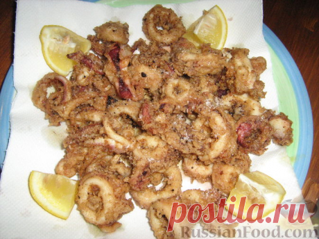 Рецепт: Кольца кальмаров жареные на RussianFood.com