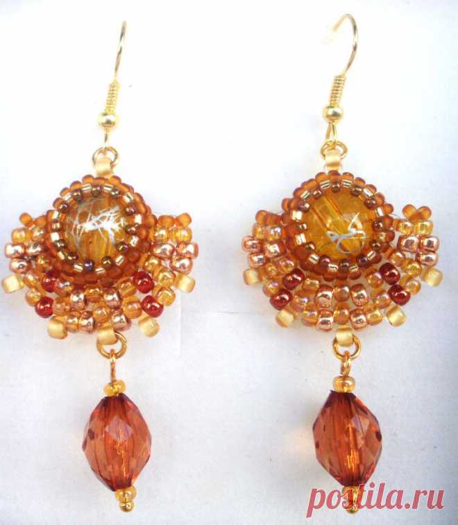 Плетеные серьги из японского бисера