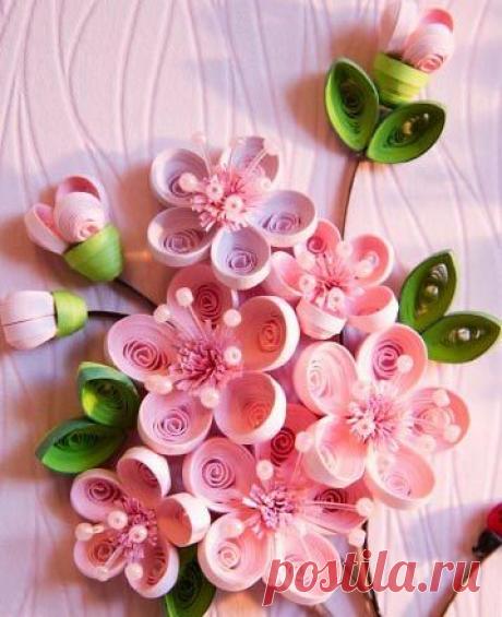 ветка сакуры в технике квиллинг. - Скрапбукинг.Квиллинг