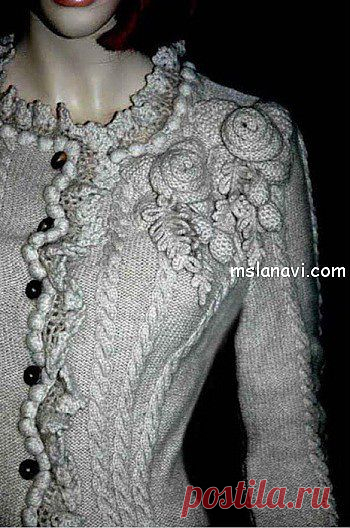 Красивый вязаный жакет спицами от Oscar de la Renta.