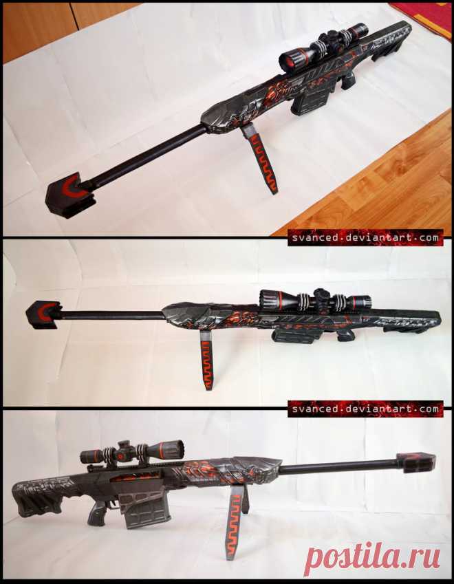 Crossfire Barrett Obsidian Beast VIP Papercraft 3 The VIP Barrett Obsidian Beast weapon from the game Crossfire What can I say,the Barrett is my favorite sniper rifle,but this black and red variant is way too awesome looking,so it was worth the ti...