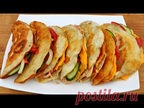 Лаваш на сковороде с начинкой. Это вкуснее и быстрее Шаурмы.