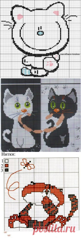 Жаккард спицами. Схемы. Кошечки. | razpetelka.ru