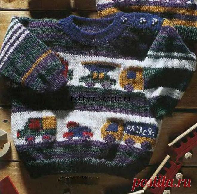 Хобби (рукоделие своими руками): вышивка, вязание » Архив блога » ПОЛОСАТЫЙ ПУЛОВЕР С МАШИНКАМИ – вязание спицами для детей