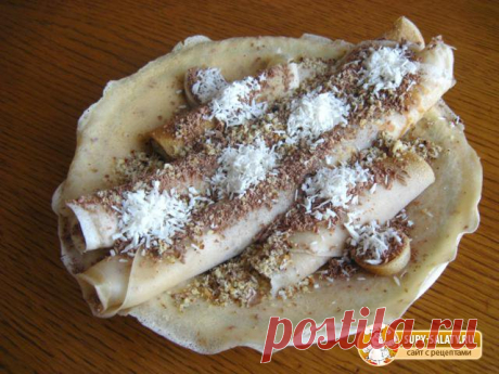 Блины с шоколадом и кокосовой стружкой. Рецепт с фото