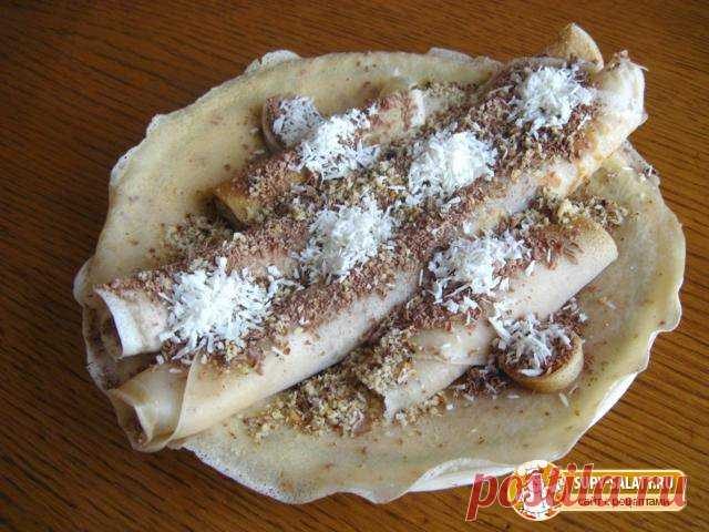 Блины с шоколадом и кокосовой стружкой. Рецепт с фото