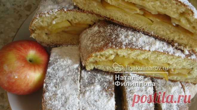 Рулет из творожного теста с яблоками - рецепт пошаговый с фото