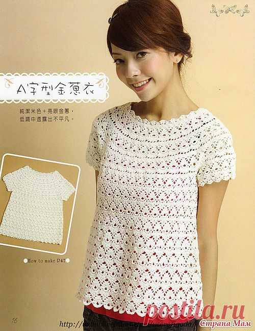 Топ-туника на круглой кокетке с лилиями: Дневник группы "Вяжем вместе он-лайн" - Страна Мам