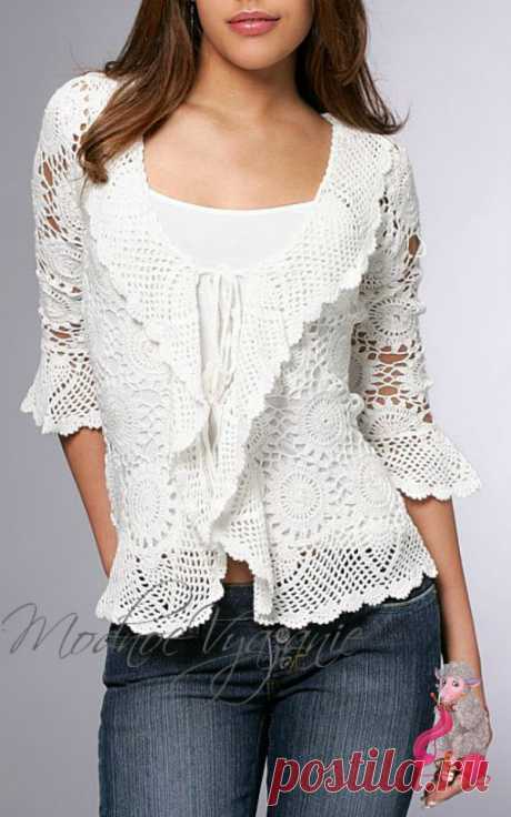 Ажурный жакет безотрывным вязанием
ОПИСАНИЕ ТУТ https://crochet.modnoevyazanie.ru.com/vyazanie-kryuchkom-dlya-zhenshchin/azhurnyy-zhaket-bezotryvnym-vyazaniem/
Шикарный белый ажурный жакет связанный крючком методом безотрывного вязания круглыми мотивами.В описании вязания представлены схемы и мастер-класс мотивов ,благодаря которым вы легко сможете и себе связать такой белоснежный нарядный жакет.