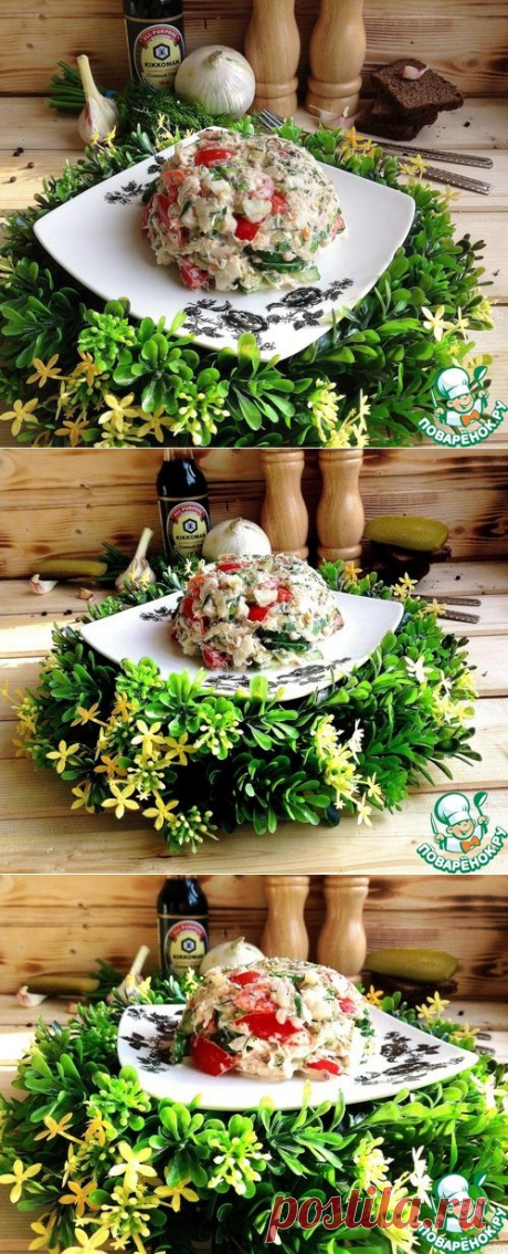 Салат со свежими овощами и консервированной рыбой - кулинарный рецепт