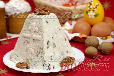 Пасха творожная с орехами и изюмом, рецепт