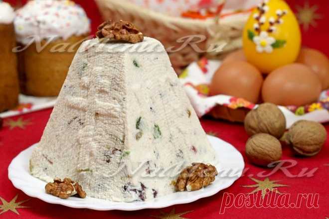 Пасха творожная с орехами и изюмом, рецепт