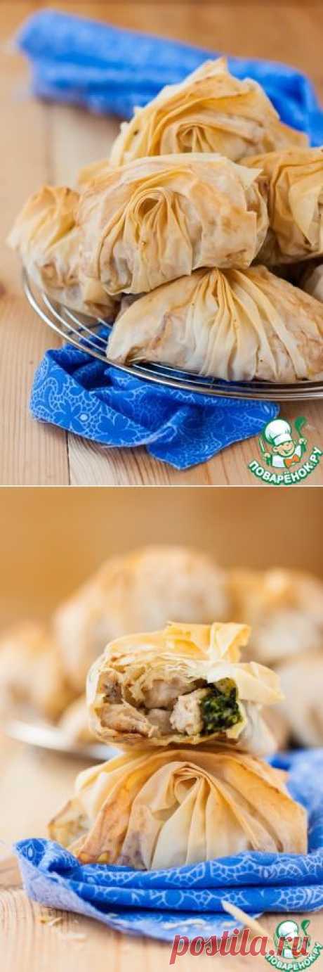Пирожки &quot;Плиссе&quot; с курицей и шпинатом