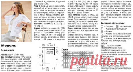 Белый жакет спицами » Сайт "Ручками" - делаем вещи своими руками