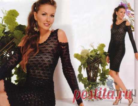Черное платье крючком