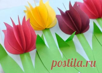 Объемные тюльпаны из цветной бумаги — Сделай сам, идеи для творчества - DIY Ideas