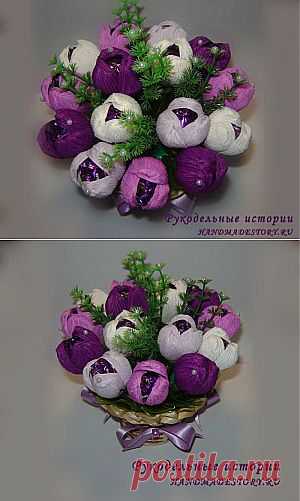 Как сделать крокус для конфетного букета | Рукодельные истории handmadestory