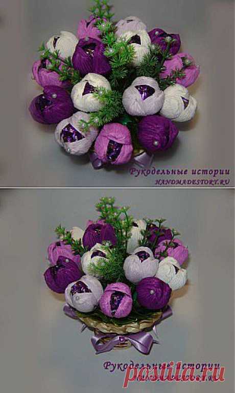 Как сделать крокус для конфетного букета | Рукодельные истории handmadestory